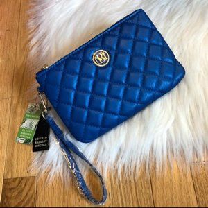 Studio Badgley Mischka Blue Quilted Wristlet